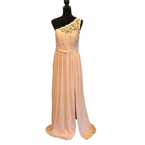 David’s Bridal One Shouldered Pink Gown size 10 - Picture 9 of 14